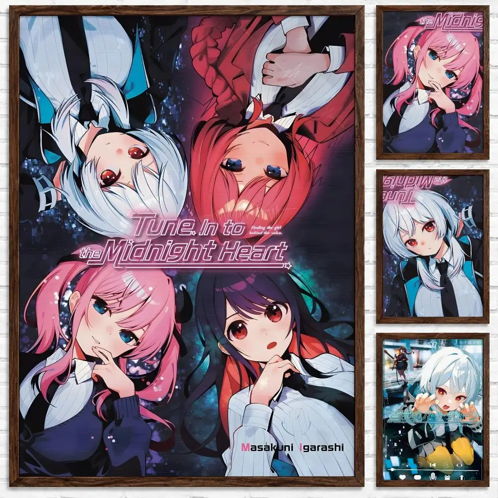 Sweet Romantic School Manga Tune In to the Midnight Heart Poster Self‑Adhesive Waterproof Poster Sticker Wall Art Home Decor