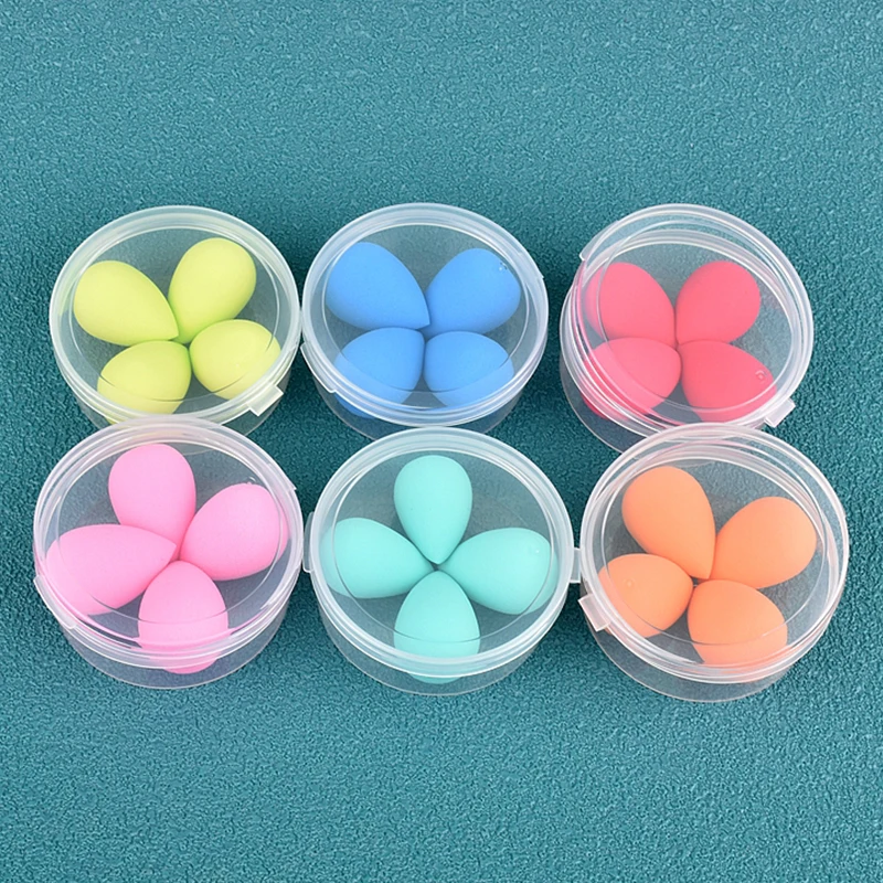 4/20 stuks Mini Beauty Egg Make-up Blender Cosmetische Bladerdeeg Make-up Spons Kussen Foundation Poeder Spons Beauty Tool met Opbergdoos