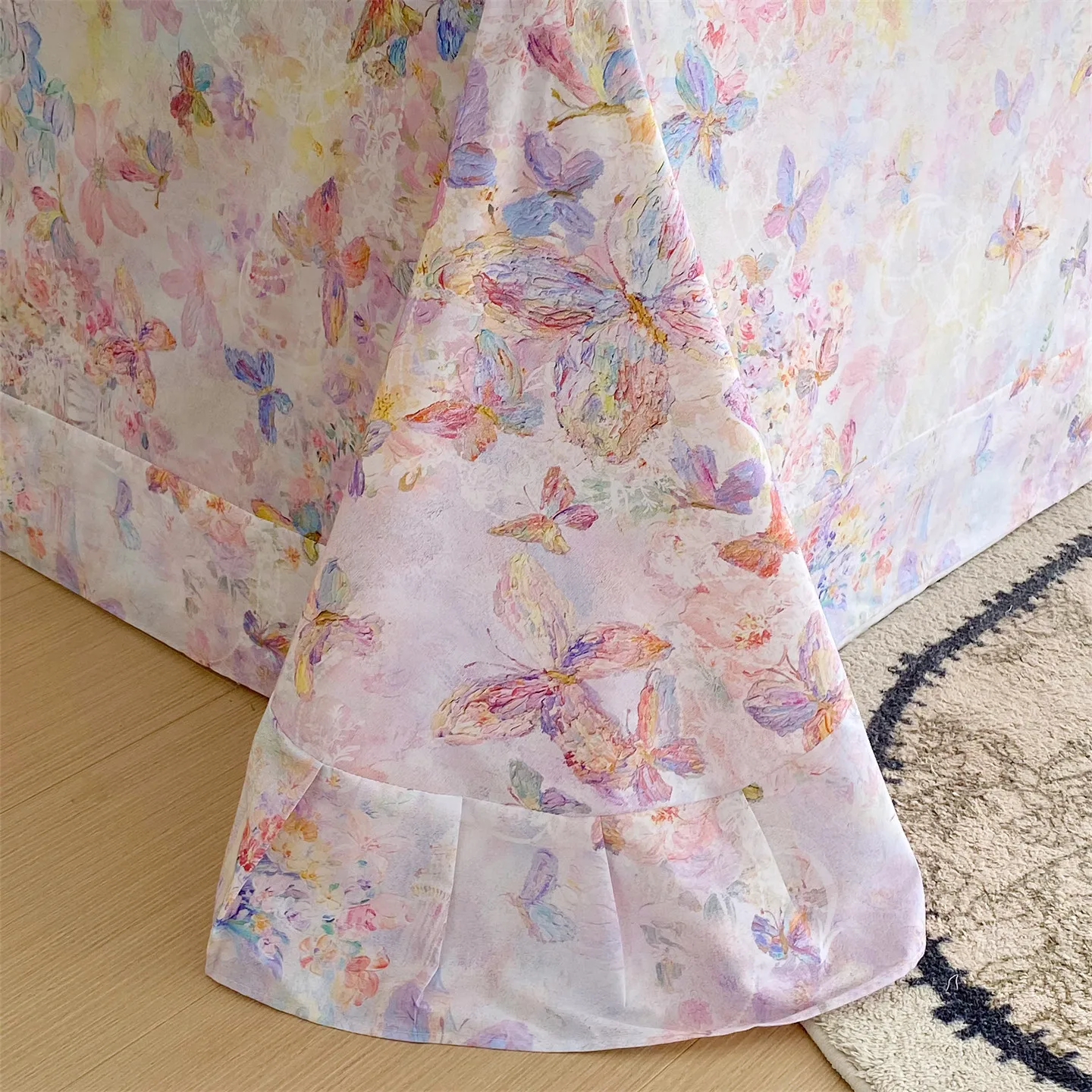 Floral Print 100% Cotton Flat Sheet, Soft Breathable Wrinkle Resistant Top Sheet Fade Resistant All Season Bedding Single/Double