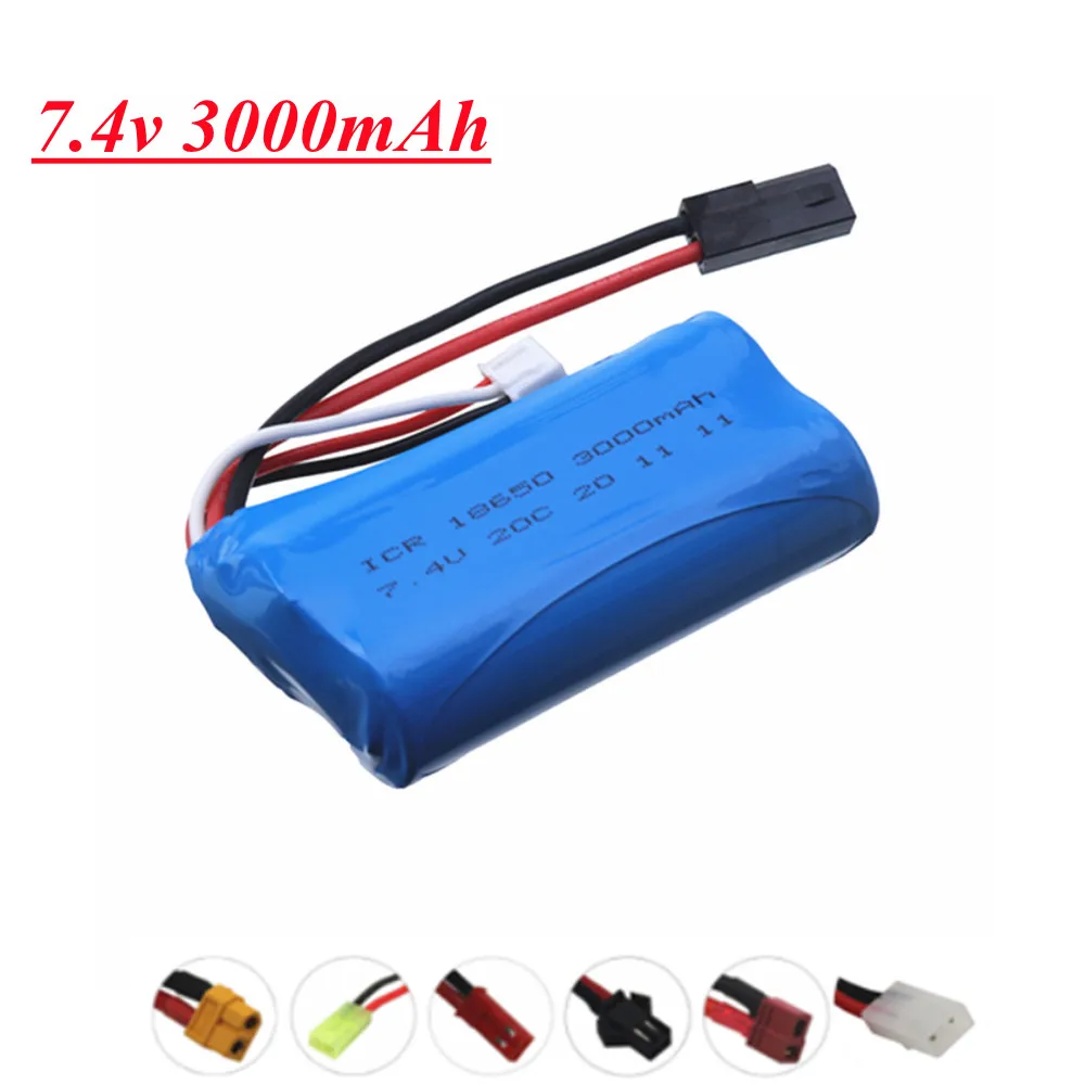 18650 Battery 7.4V 3000Mah 25C Li-ion Battery For MJX T40 T40C F39 F49 T39 RC Helicopter Parts RC Car 2S for Wltoys 10428 12428