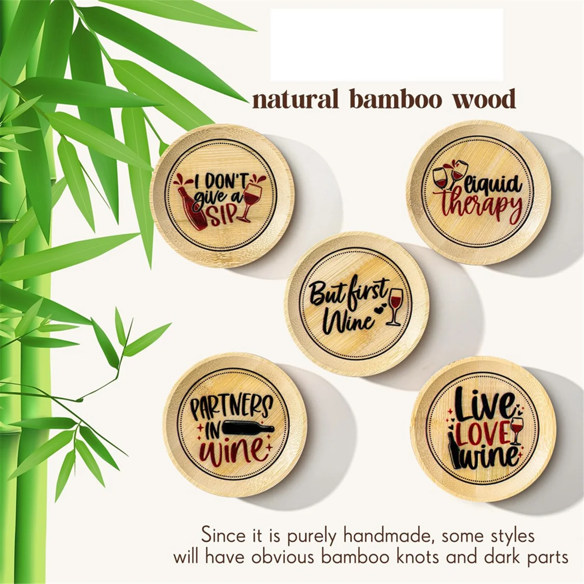 8 Pcs Wine Glass Charcuterie Topper Wine Glass Covers Bamboo Wine Glass Topper Coasters Plate Wine Glass Charcuterie SQ