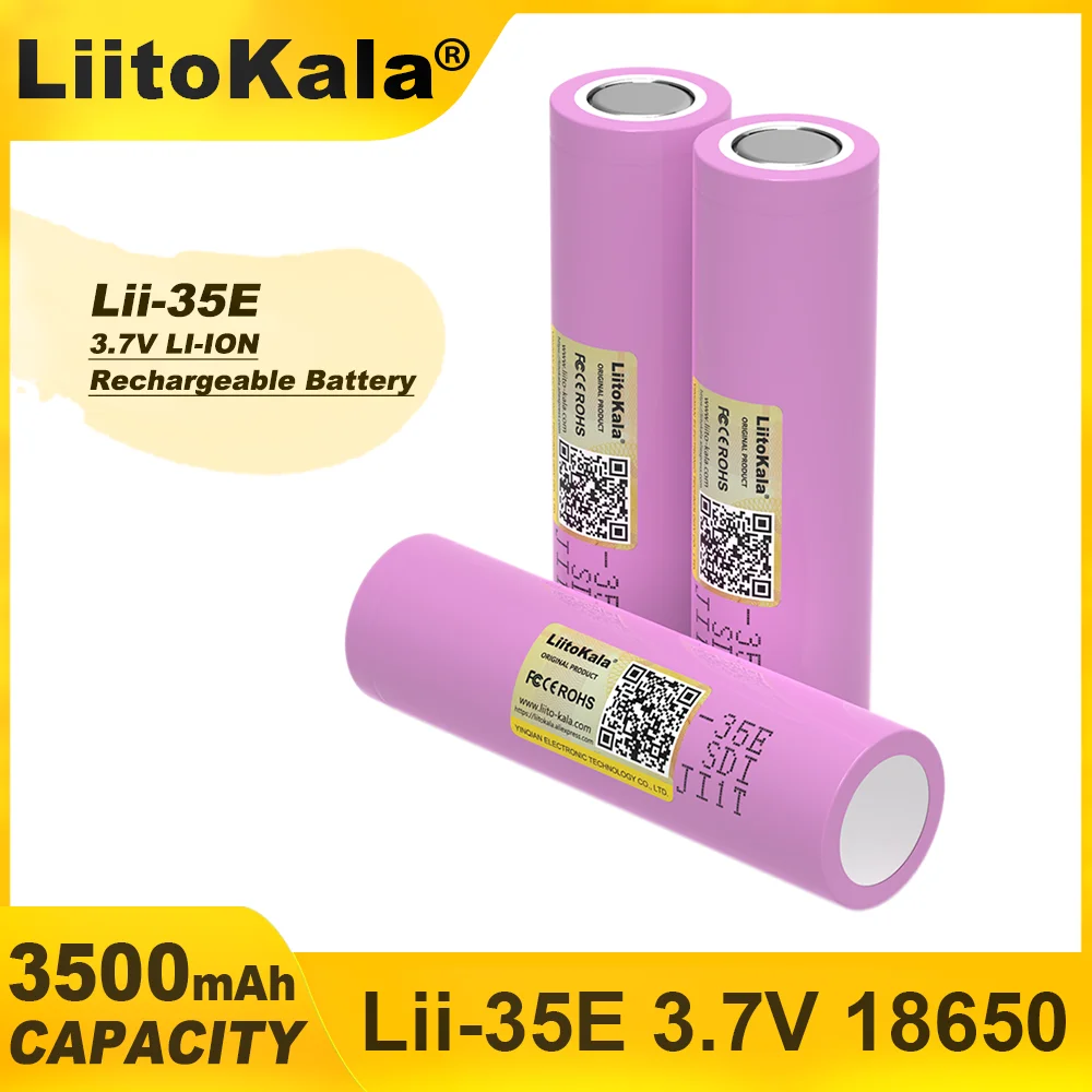 Liitokala Lii-35E Original Power 18650 Lithium Battery 3500mAh 3.7v 25A High Power INR18650 For Electrical Tools