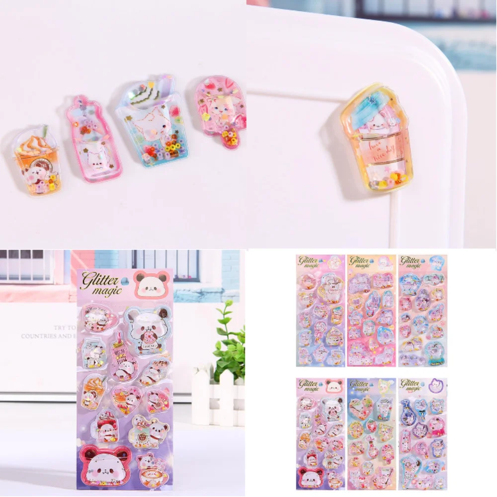 

Детские 3D мечтательные наклейки-мультяшные самоклеящиеся наклейки с наполнителем воды/масла, награды для детского сада и декор для скрапбукинга, 1 шт.