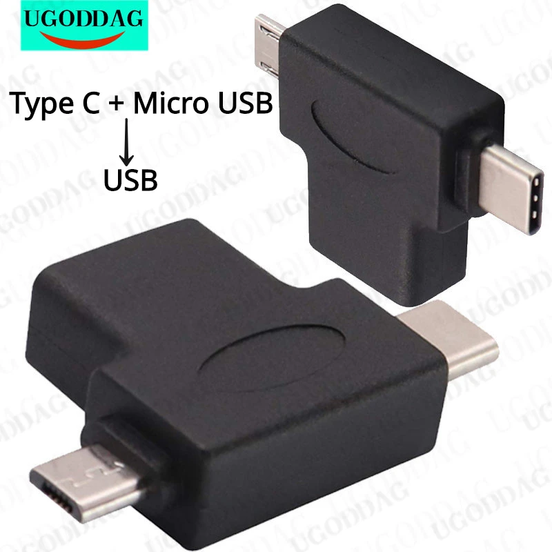 2 in1 Micro USB Type C 2.0 OTG Adapter USB 3.0 A Female to Micro USB Type C Male Converter for Android Smartphones Flash Drive