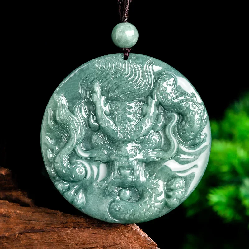 

Burmese Jadeite Dragon Pendant Jade Carved Designer Jewelry Men Green Charm Natural Luxury Gifts for Women Necklace Amulets