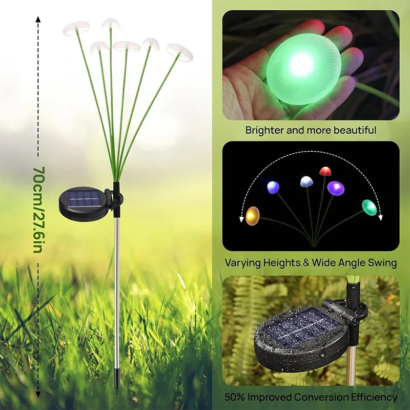 Solar LED Jellyfish Sway Lights Outdoor Garden Decor Waterproof Outdoor Solar Pathway Light For Patio Balcony Yard Flowerbed - Image 3