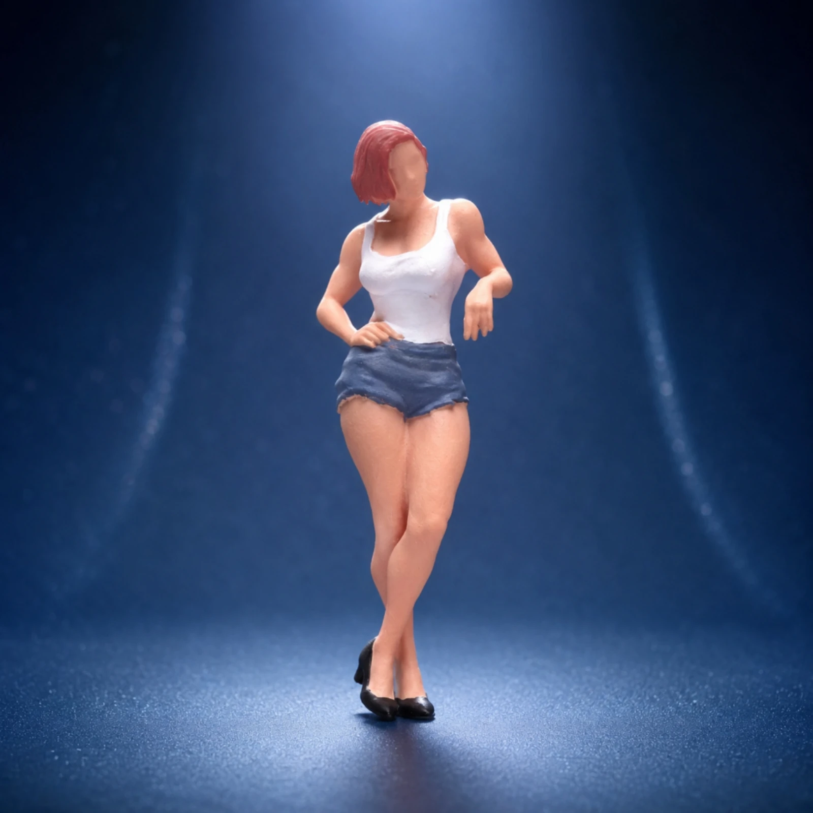 Hand-Painted Resin Figurine Fine Facial Features Standing Female Figurine Diorama People High Heels Model Detailed Face