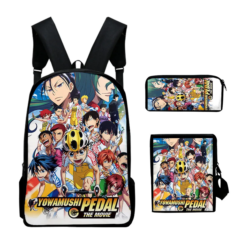 Harajuku Novelty Yowamushi Pedal 3D Print 3pcs/Set pupil School Bags Laptop Daypack Backpack Inclined shoulder bag Pencil Case