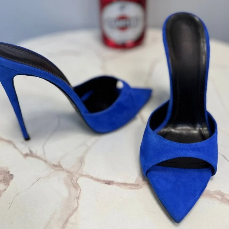 كاندي ملون عالية الكعب تصميم عصري الحد الأدنى متعدد الألوان وأشار الكعوب رقيقة كول النعال الصنادل دي موهير فيرانو