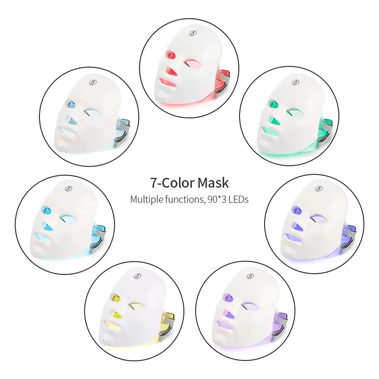 7-Color Light Emitting Diode Phototherapy PDT Home Facial Rejuvenation Facial Beauty Wireless Light Emitting Diode Mask