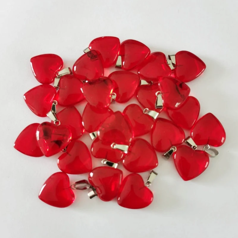 2023 New Small Glass Heart Charm Pendants Red Heart Charm Dangle Jewelry Making Accessories for DIY Valentines Day Necklace