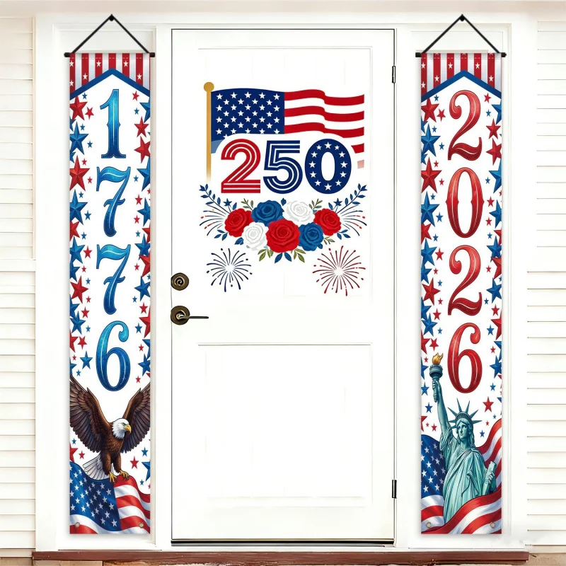 VIKAMA 2pcs 2026 – 250th Anniversary Of The Founding Of The United States’ Door Couplets – Festive Decorations For Gardens And P
