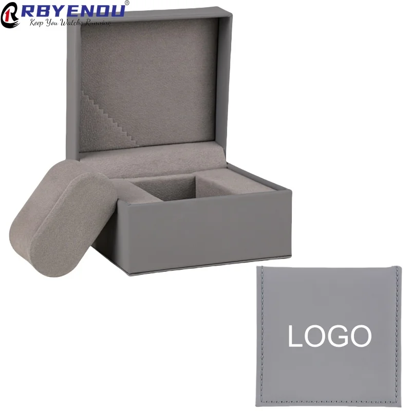 Exquisite High-quality grey Watch Case Box Free Customized Logo Personal Gift Business Transportation Organization Box