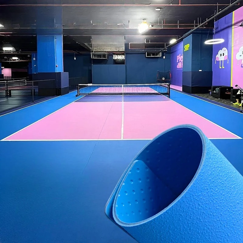 Indoor and outdoor pickleball floor rubber special acrylic floor mat PVC plastic sports floor semi-dense professional floor