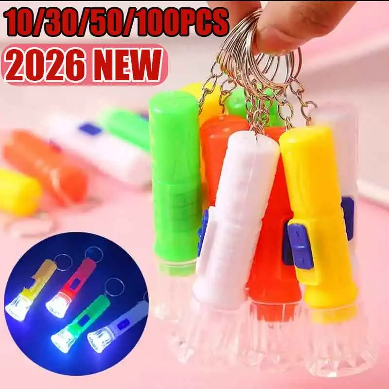 10/30/50/100PCS Mini Children LED Flashlight Lamp Toy for Kids Birthday Party Favors Pinata Fillers Goodie Bag Gift Classroom