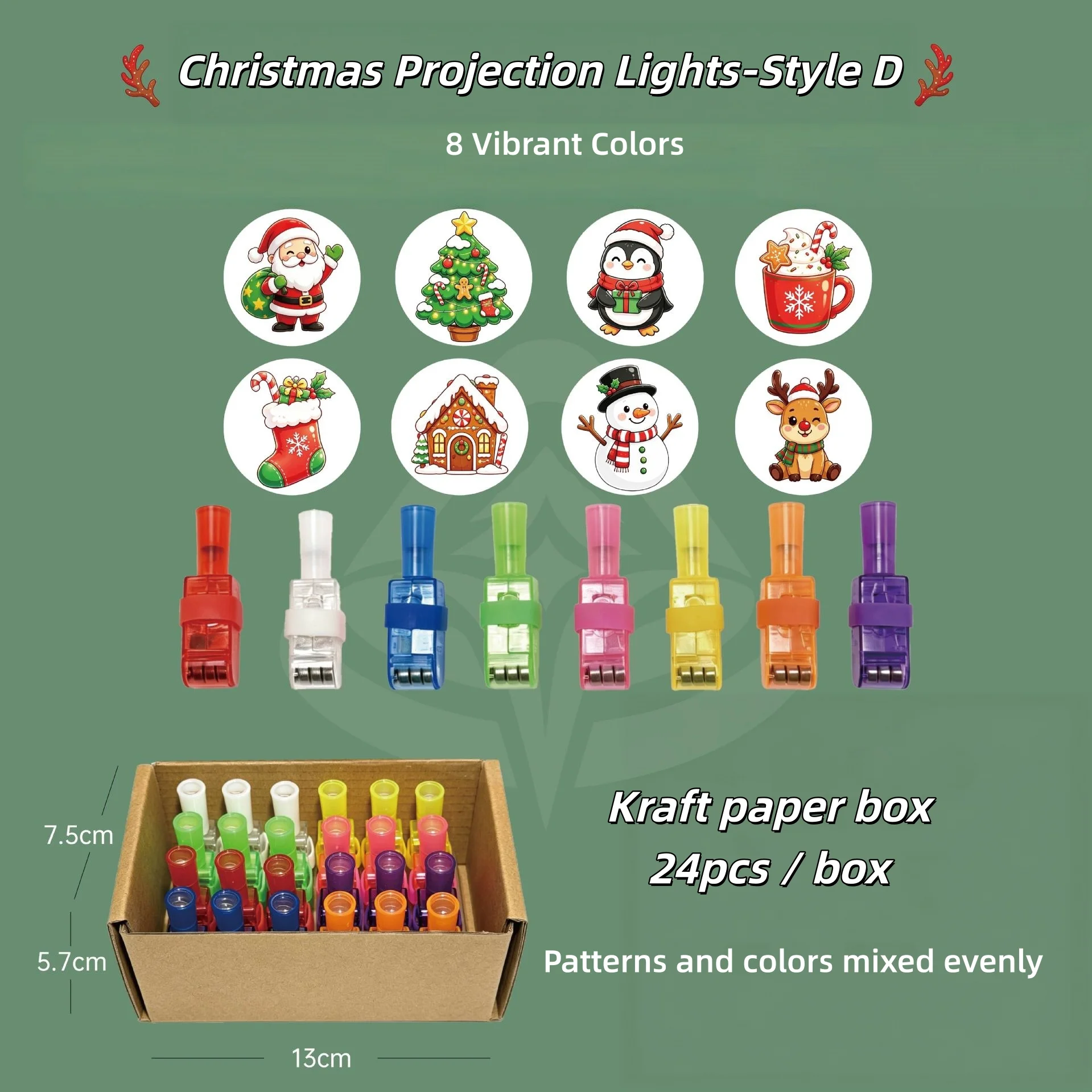 24pcs Christmas Projection Finger Lights LED Flash Finger Lamp Party Favors Random Pattern Xmas Stocking Stuffer Holiday Decor - view 6