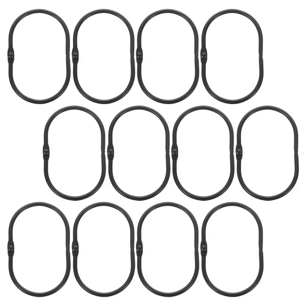 12Pcs Hanging Shower Curtain Rings Metal Oval Strong Sturdy Easy Slide Replacement Hooks for Bathroom Curtain Rod view 2