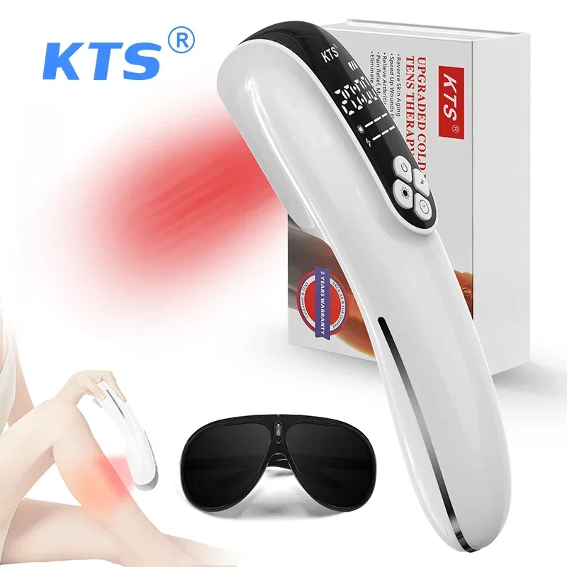 KTS Cold Laser Therapy Device 4X808nm 12x650nm Electrical Nerve Stimulation Device for Body Pain Relief&Joint/Muscle&Tissue