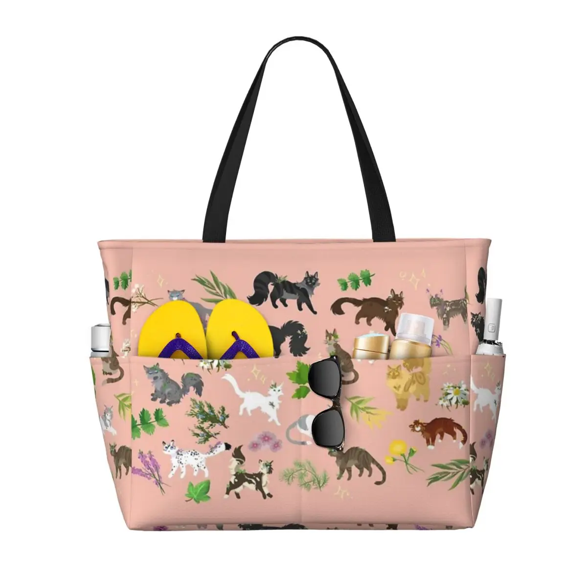 Medizin Katze Muster Strand Reisetasche, Einkaufstasche trend ige Shopping Sport Geburtstags geschenk Multi-Style-Muster