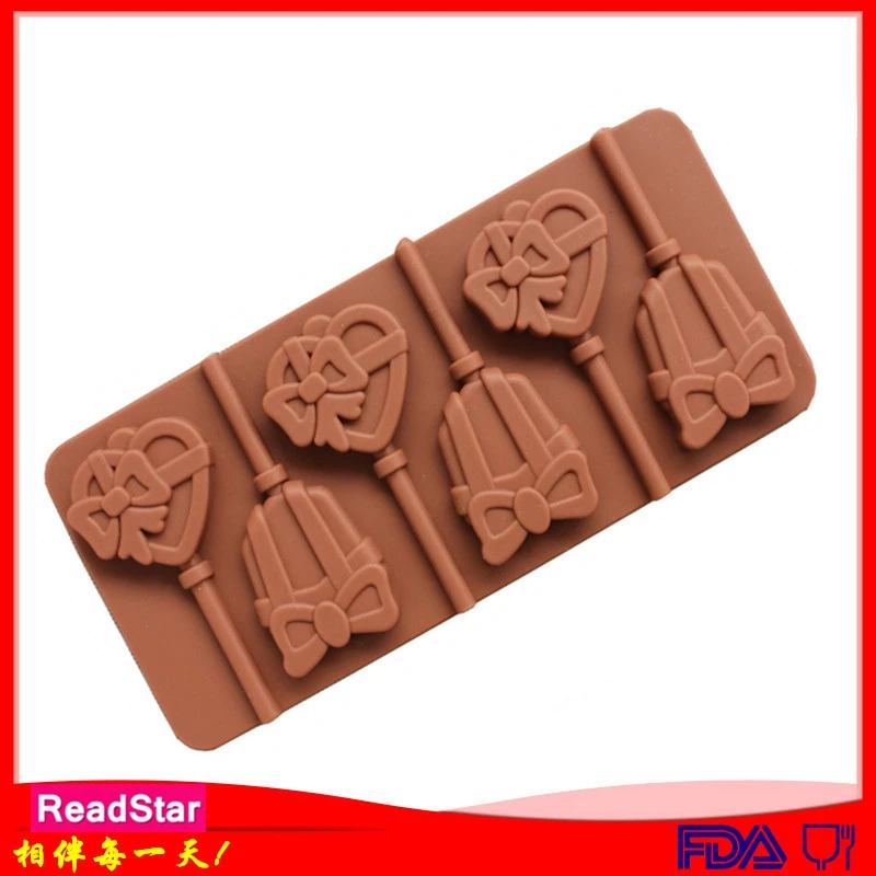 1/2/4PCS ReadStar 6LO043RD093 6 Cavities Love Bell Lollipop Silicone Mold 6 Holes Baking Mould DIY Soap Mold