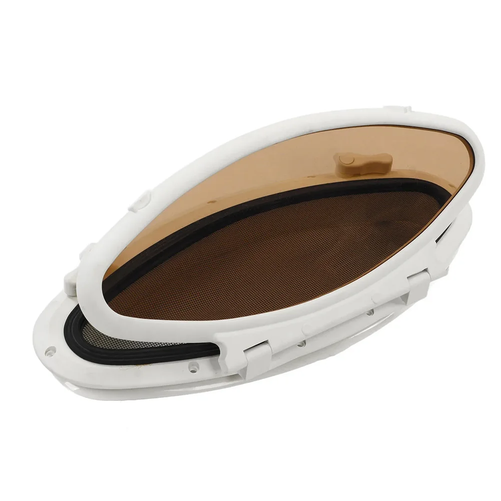 

Boat Oval Porthole Window 470x210mm with Inward Opening Lock and Waterproof Insect Screen Marine Grade ABS Frame
