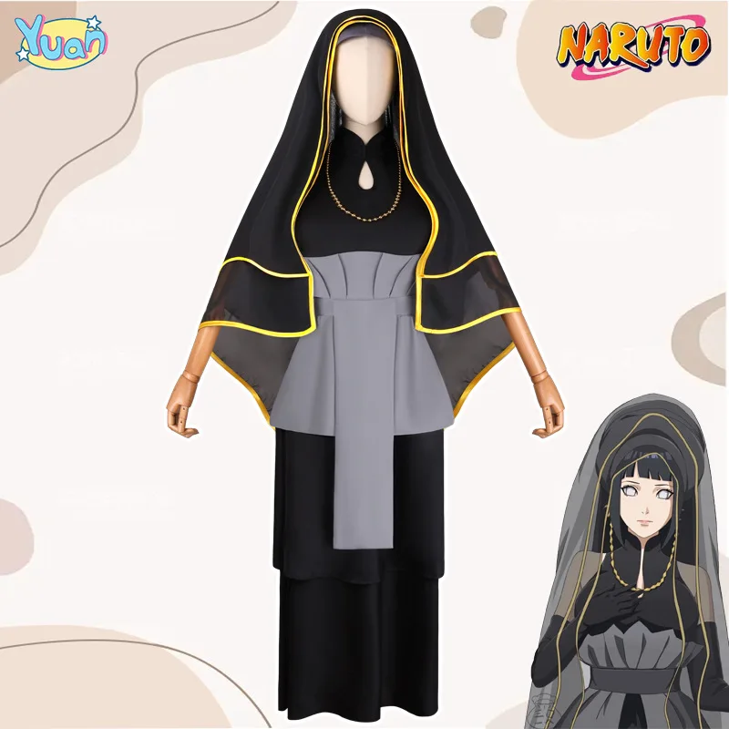 

Anime Hyuga Hinata Cosplay Costume Black Wedding Dress Veil Princess Skirt Hat Wig Adult Woman Sexy Carnival Halloween Suit