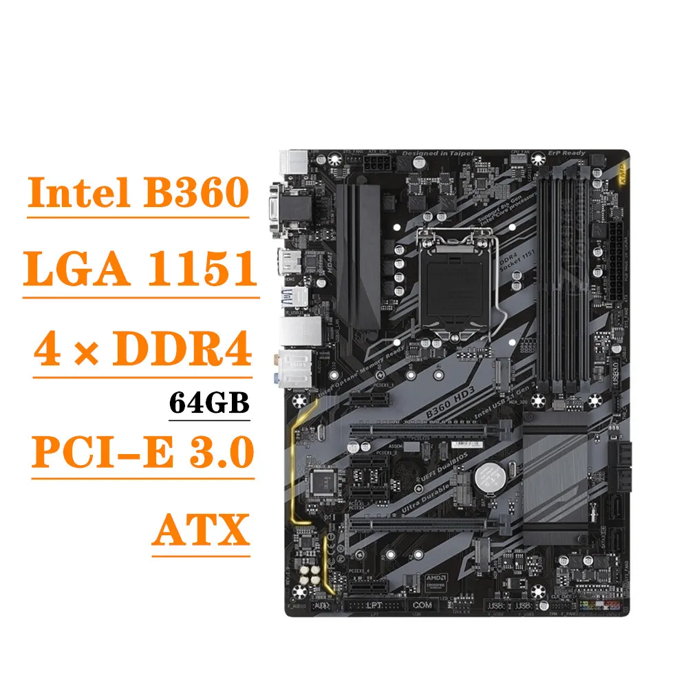 For B360 HD3 Motherboard LGA1151 DDR4 HDMI Compatible with Intel I7 I5 I3 Pentium Celeron - Computer Motherboards