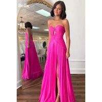 Bella-Vestidos De graduación De gasa sin tirantes, vestido De novia De sirena, elegante, sin mangas, personalizado, con abertura lateral, 2024