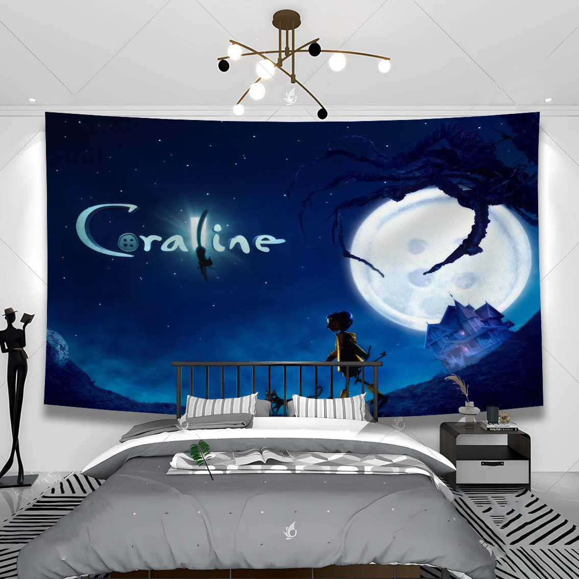 40X60CM Coraline Decorate Room Tapestry Wall Decoration Aesthetic Bedroom Sofa Blanket Polyester