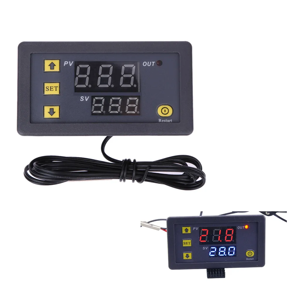 W3230 DC 24V 20A NTC high-precision digital display thermostat temperature controller red blue dispaly -55℃-120℃ relay output