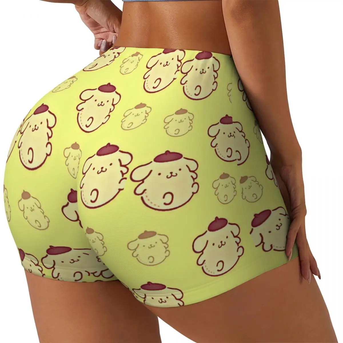 Custom Women Pom Pom Purin Lovely Animes Workout Yoga Shorts Athletic Gym Volleyball Biker Shorts