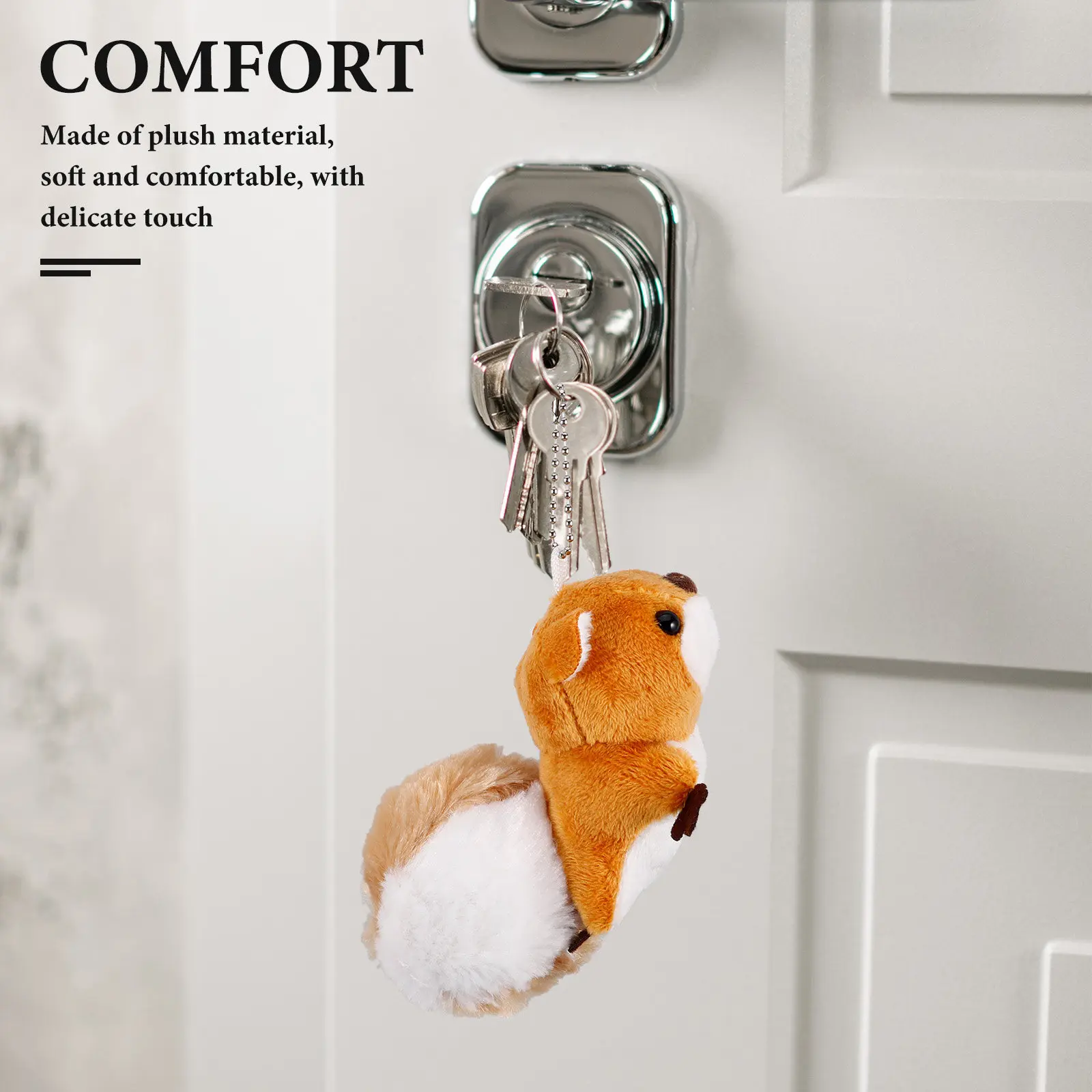 

1 Piece Adorable Squirrel Shaped Key Ring Pendant Soft Touch Hanging Decorative Charm for Bag Backpack Keys Car Handbag Gift
