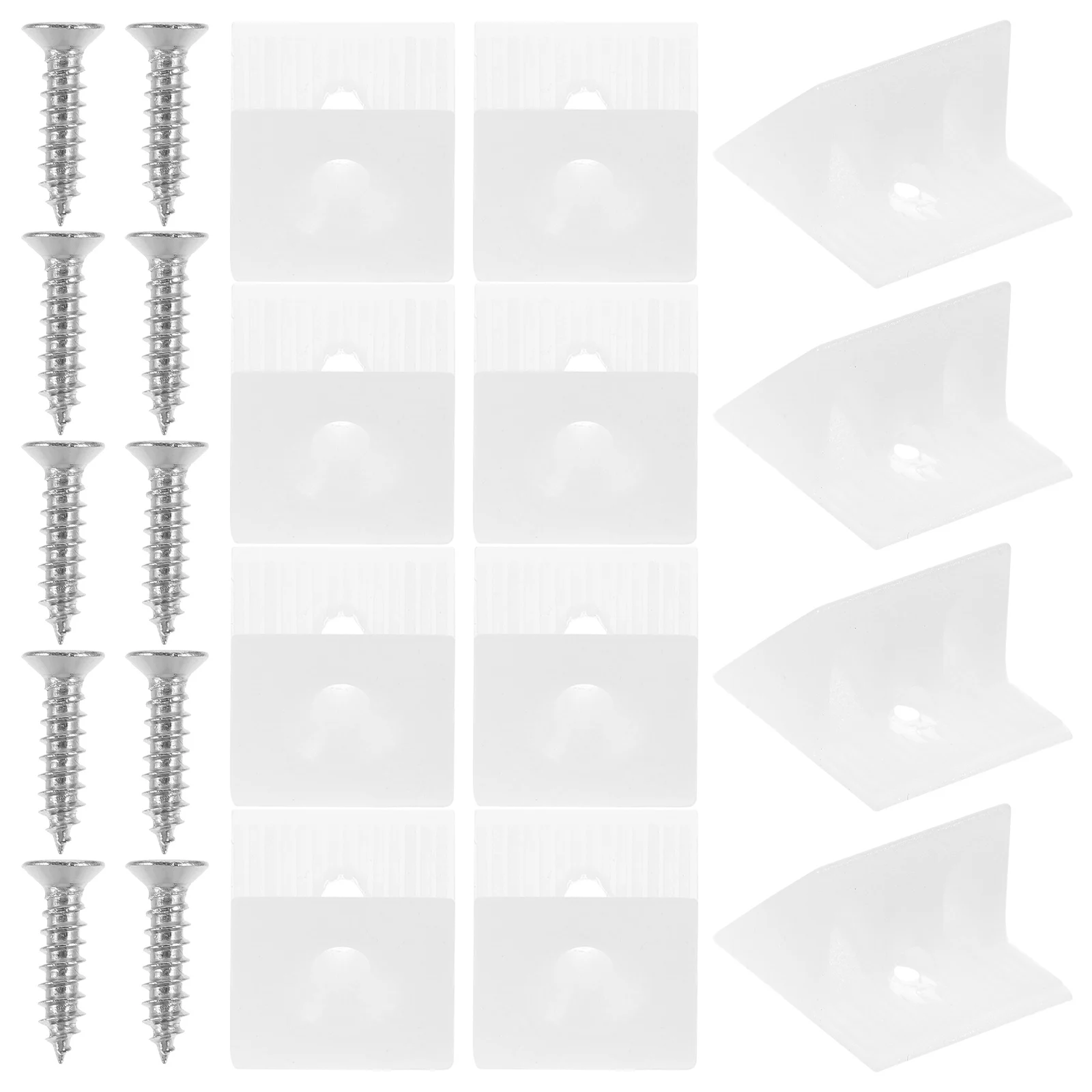 

50 Sets Cabinet Backboard Clips Self tapping Screws for Wood Metal Plastic Installation Hardware Approx 1 38g per Set