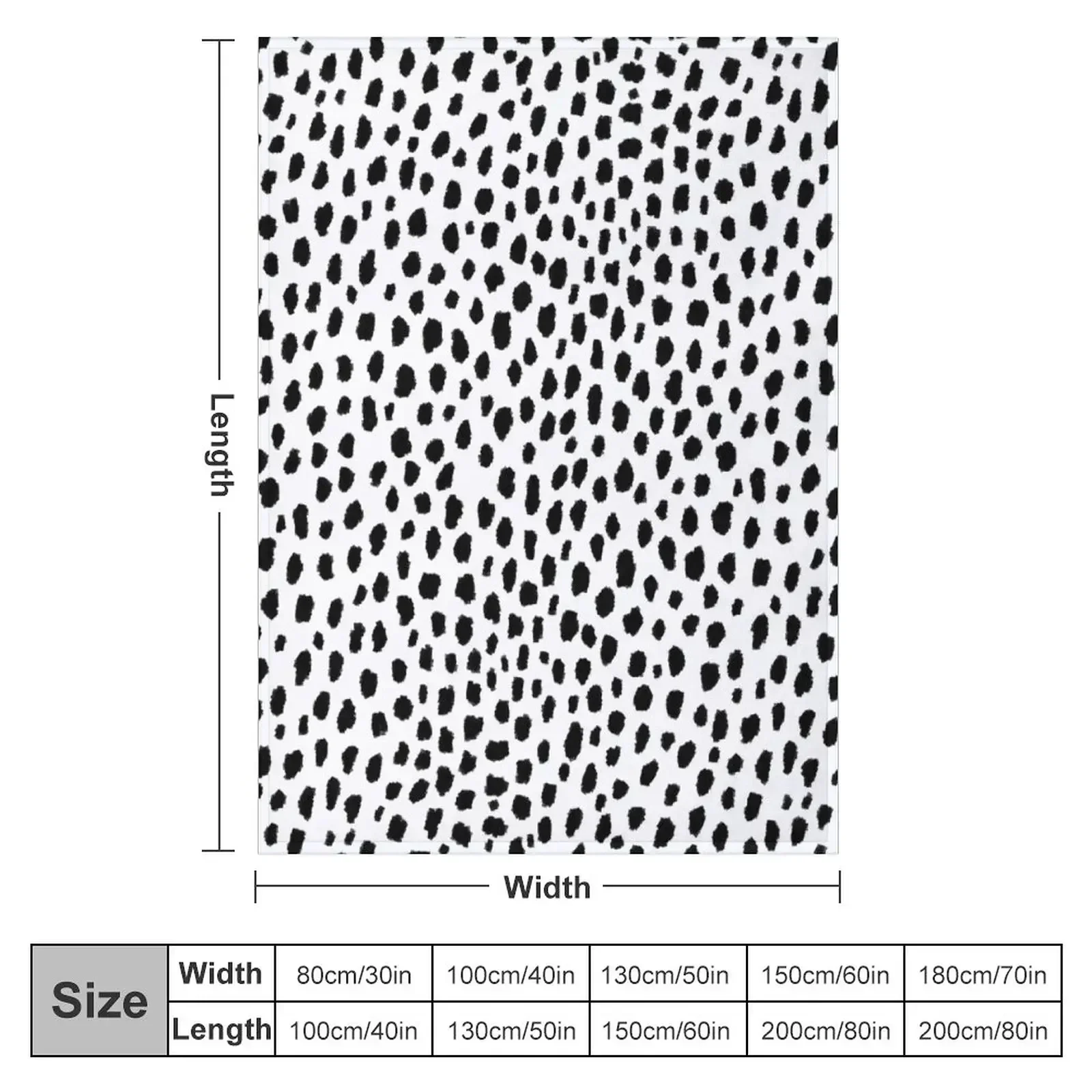 Dalmatian Spots (black/white) Throw Blanket Decoratives Soft Big Multi-Purpose Hair Blankets