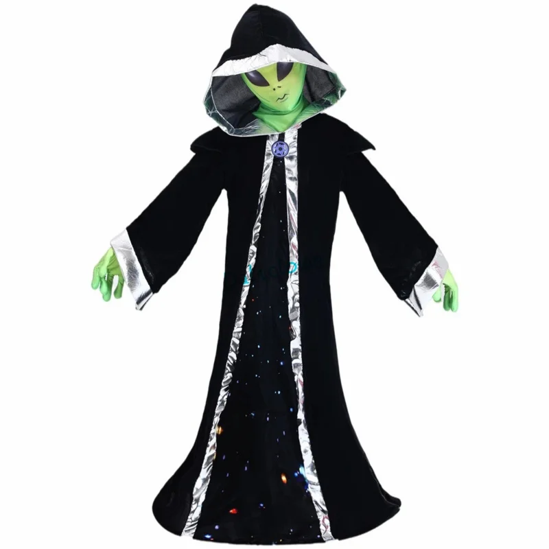 Verde ET Alien Lord Costume Cosplay per bambini Evil Witch Horror Maschera spaventosa Vestito Costume di Halloween per bambini