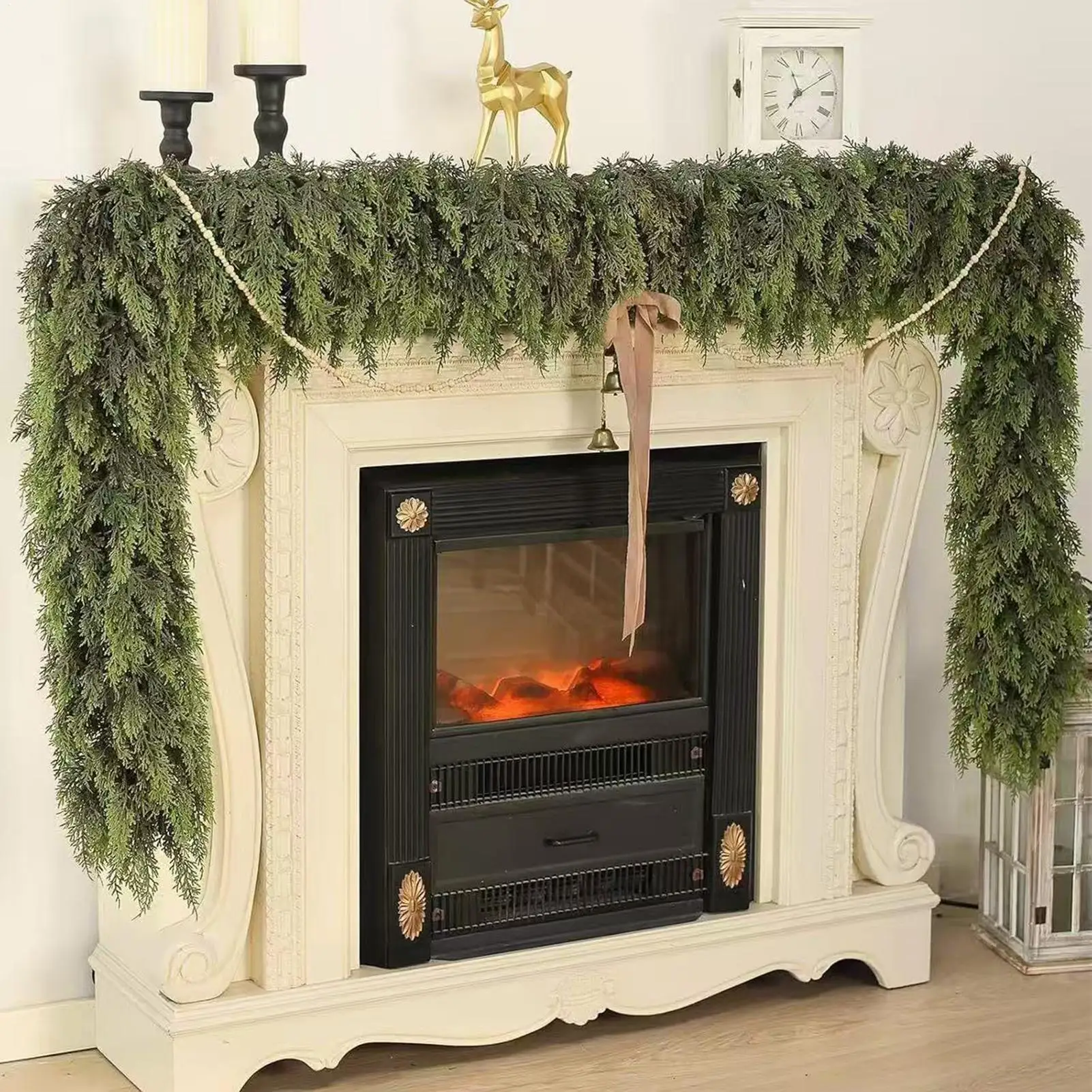 Christmas Garlands Artificial Green Pine Decoration Artificial Garland for Wreath Fireplace Tree Mantel Porch Indoor Stairs - view 2