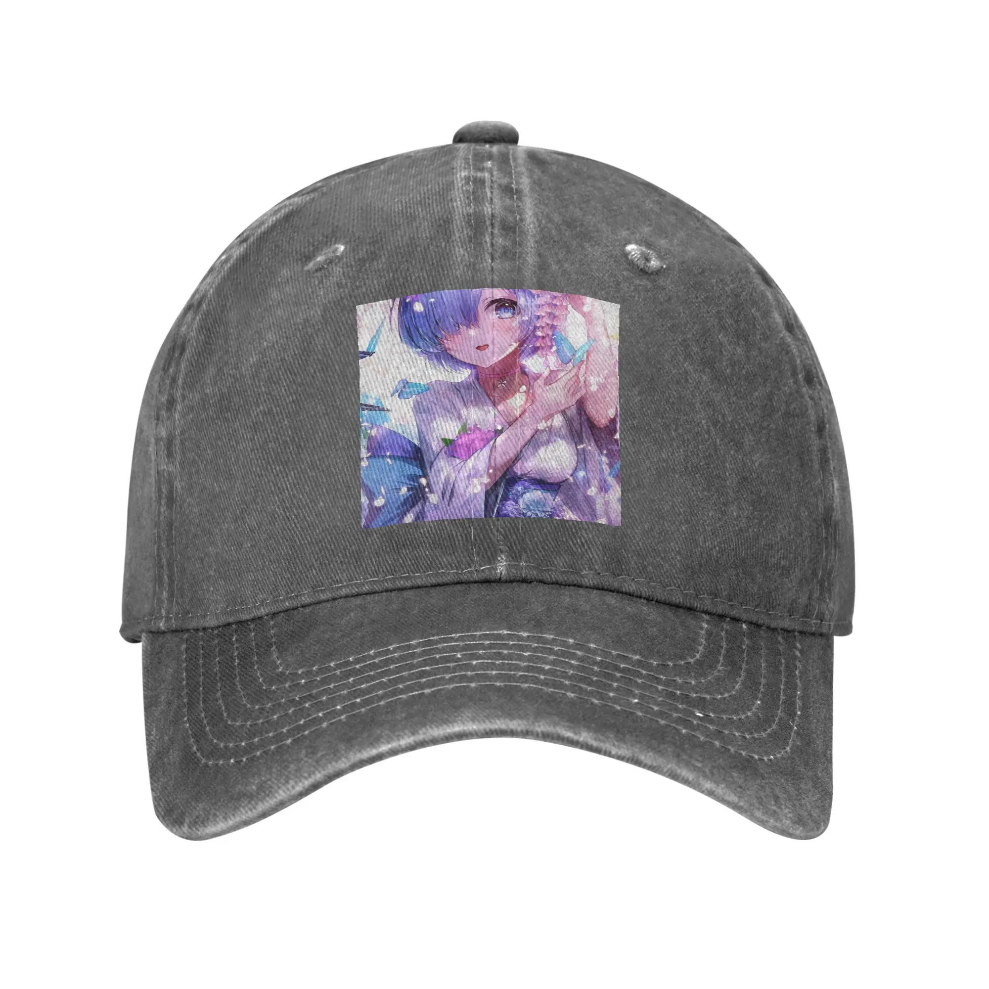 Re Zero REM Denim Fabric Cap Casual Baseball Caps Adjustable Hat Summer Unisex Baseball Hats