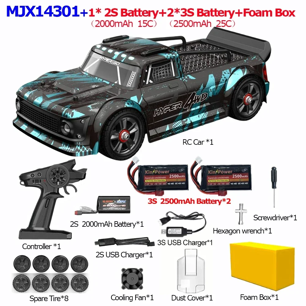 New MJX 14301 V2.0 Hyper Go Racing Car 1/14 Brushless 4WD off-road 55km/h Remote Control Cars High Speed Drift Fast Shipping