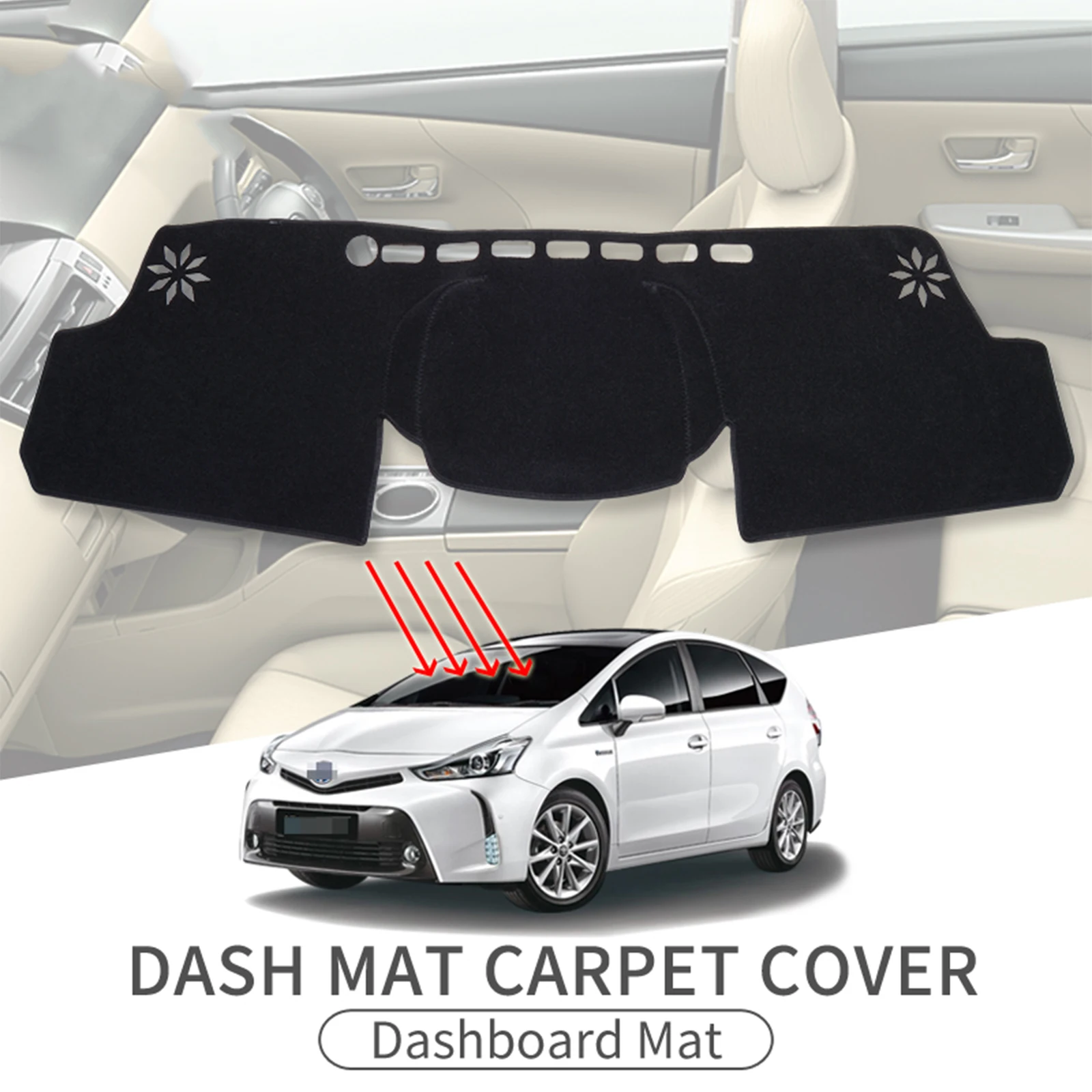 

Car Dashboard Mat for Toyota Prius V Alpha Daihatsu Mebius 2012-2019 Sunshade Protective Carpet Dash Mat Dashmat Accessories