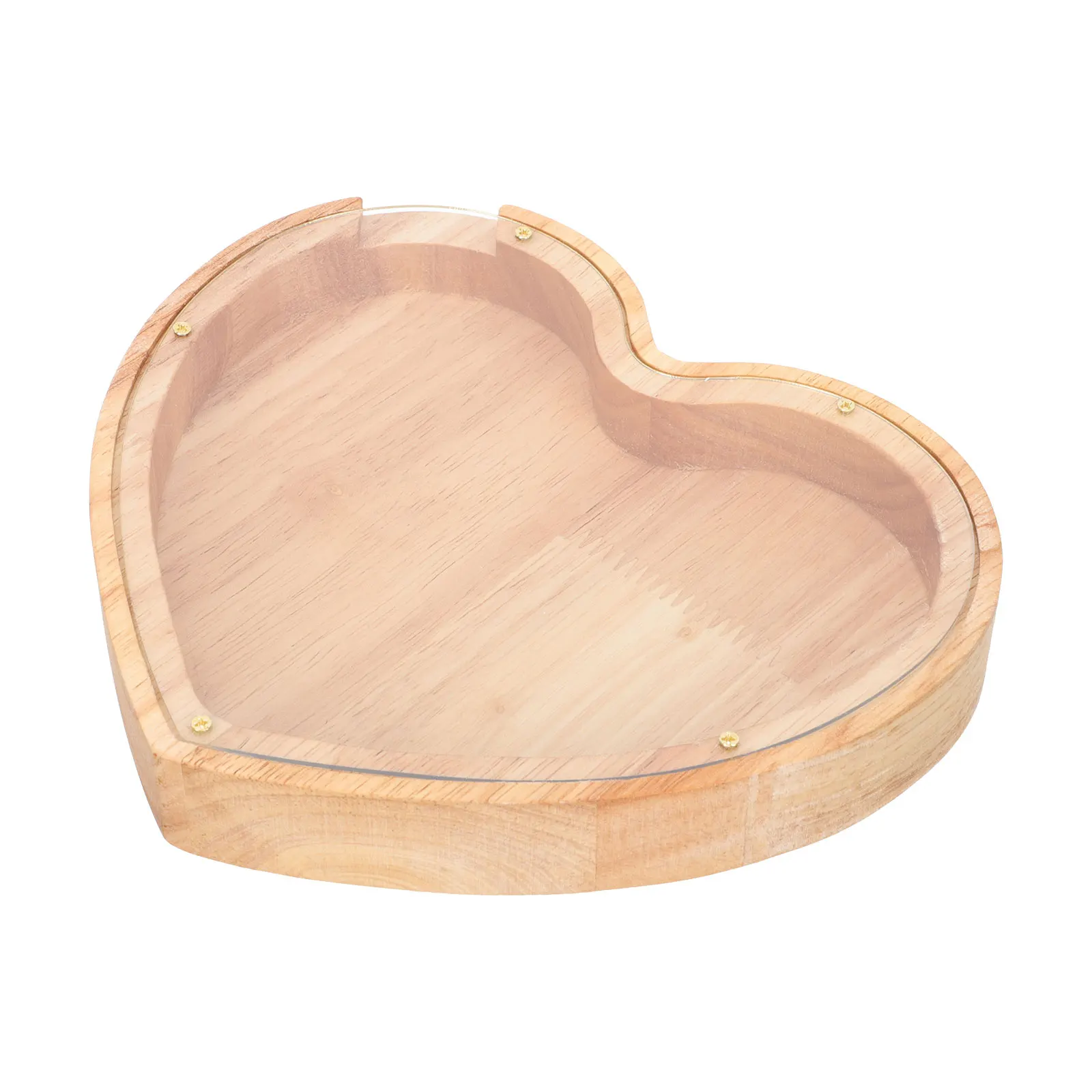 

Alphabet Piggy Bank Heart Shaped Money Pot Coin Container Desktop Decor Savings Home Ornament Storage Wooden Glass