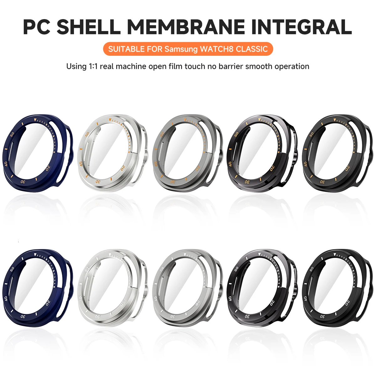Funda de PC para Samsung Galaxy Watch 8 Classic, accesorios de 46mm, Protector de pantalla de vidrio templado, parachoques Galaxy Watch 8, funda clásica