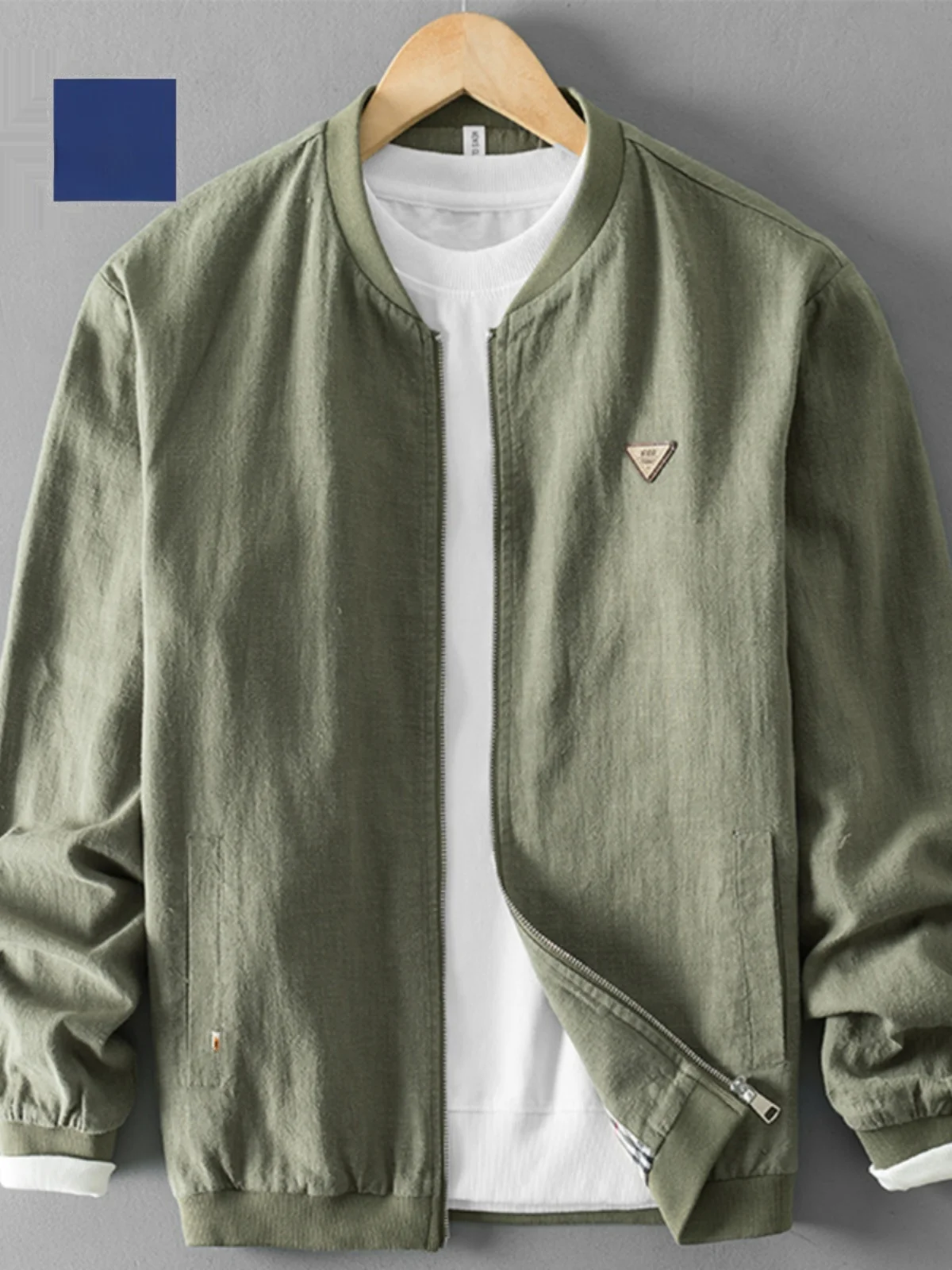 

New Chinese Sle Casual Men's Cotton Linen Jaet Outerwear Loose Fit Spring Autumn Zipper Decorated Iron Free Treaent