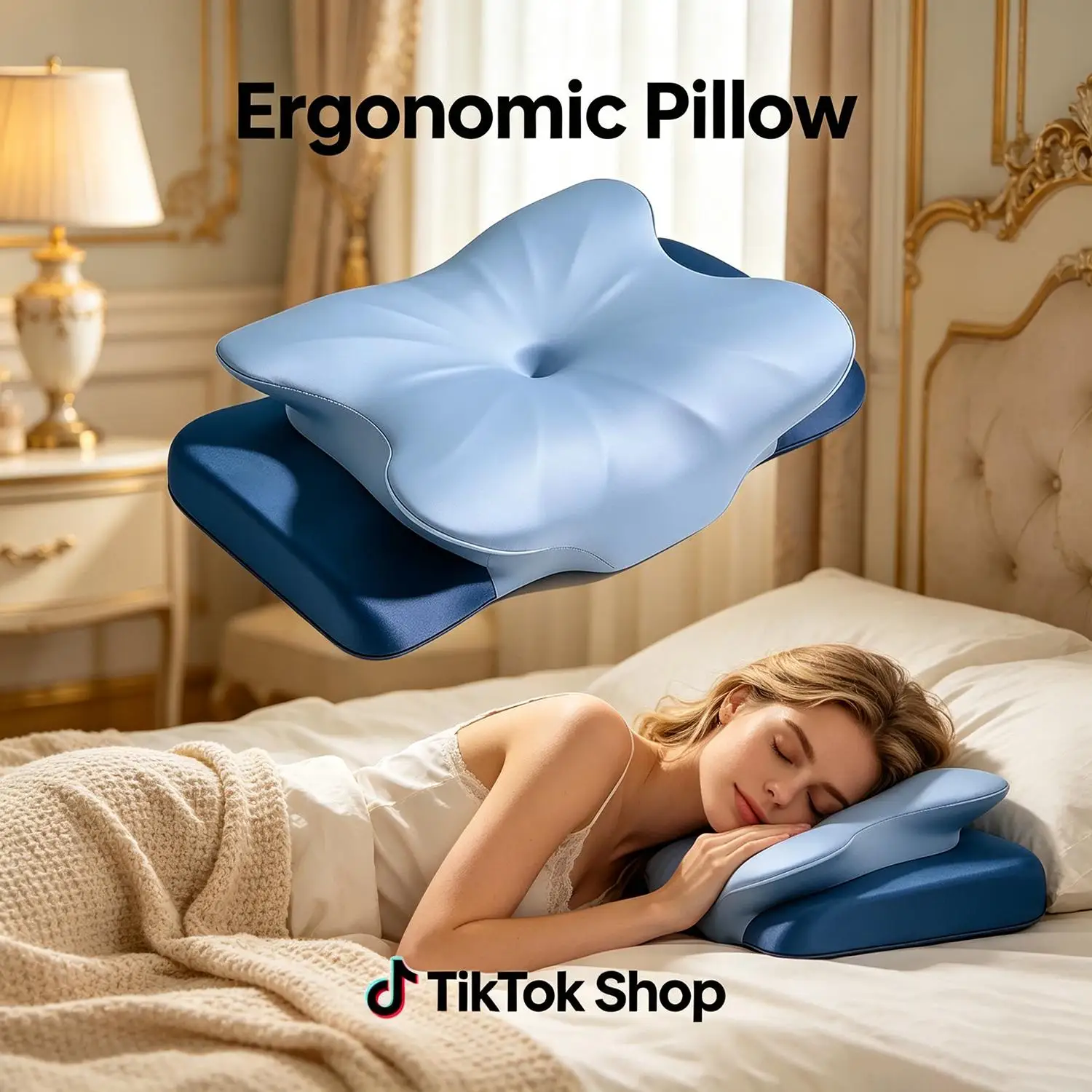 High-end Ice Silk Pillow, Butterfly Memory Foam Pillow Ergonomic Contour Neck Support Pillow for Deep Sleep,Mothers Day Gift,Super Soft Pillow