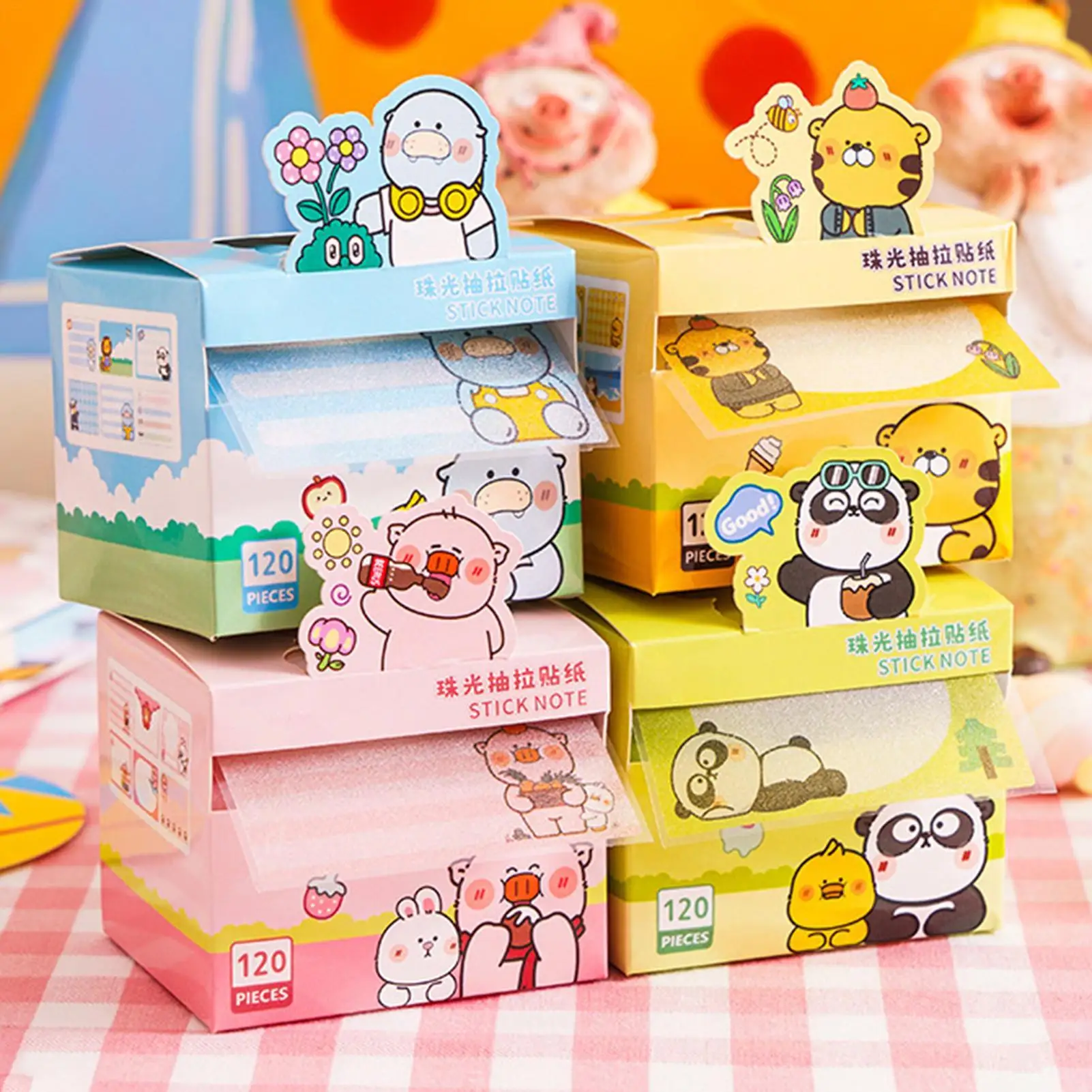 Transparent Glitter Sticky Notes 120 Sheets Cute Aesthetic Shimmer Translucent Memo Pads, Stationery Supplies For Kids Adults