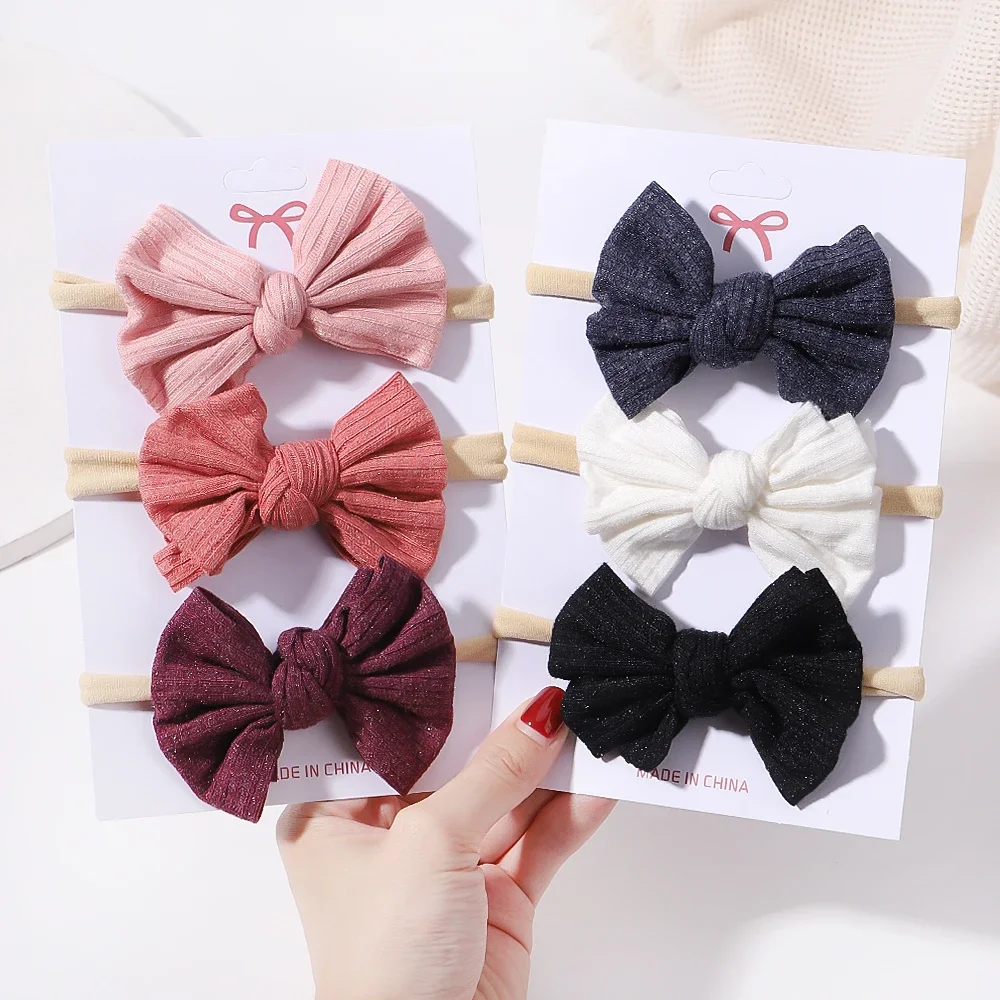 3/4Pcs/Set Soft Print Bows Headband for Kids Girls Newborn Baby Headband Nylon Elastic Hair Band Headwear Hair Accessories Gift