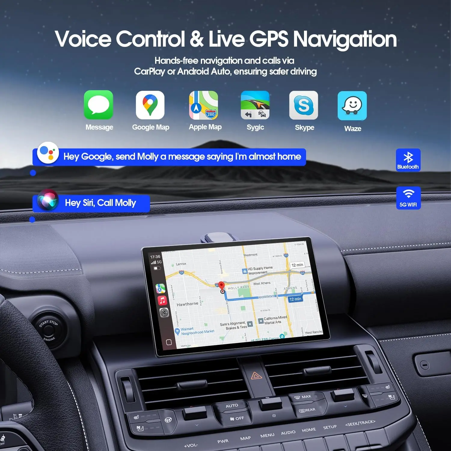 Schermo CarPlay da 9" per auto con CarPlay e Android Auto Ritratto e modalità paesaggio Touchscreen Telecamera di backup Navigazione GPS