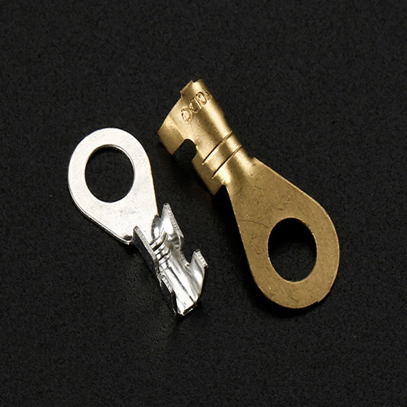 100pcs Ring Cable Lugs Crimp Terminals Gold Brass / Silver M3 M4 M5 M6 M8 M10 Toes Shoes For Electrical Screw Wire Connectors