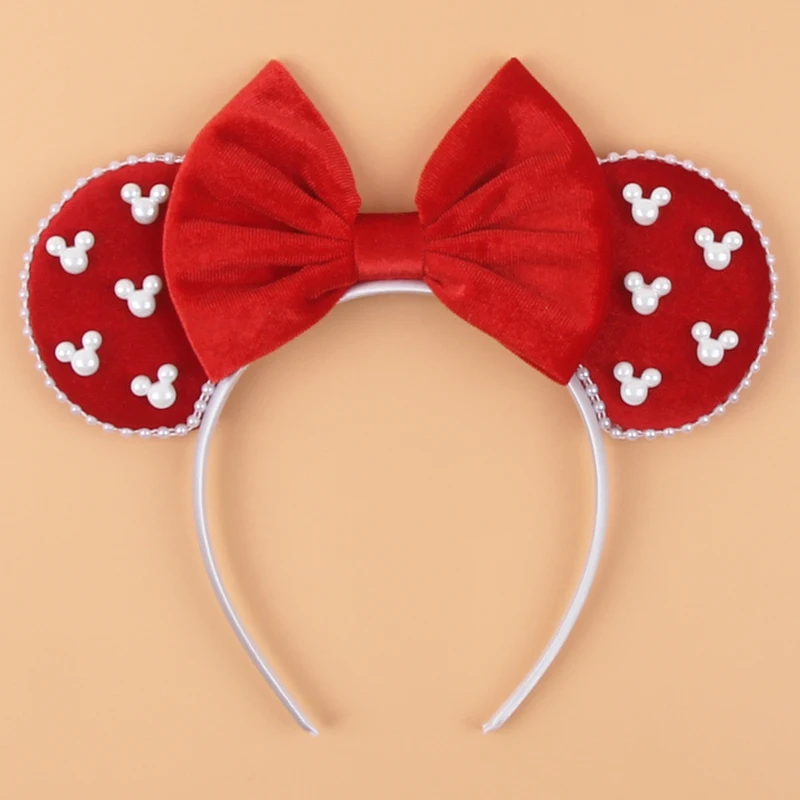 

2024 NEW Disney 3.3"Velvet Ears Headband For Girls Soft Bow Hairband Festival Party Cosplay DIY Hair Accessories