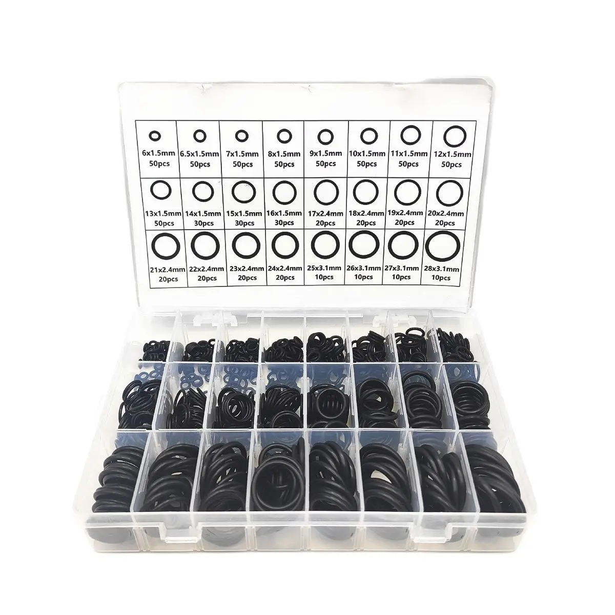 740PCS 800PCS Universal Boxed Black Nitrile Silicone Rubber Combination O-ring Nitrile Rubber Repair Seal Gasket Assortment Set