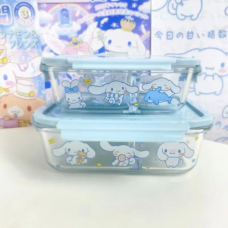 650Ml 1000Ml Sanrio Cinnamoroll Lunch Box Kawaii Large Capacity Student Portable Tableware Cartoon Cute Glass Bento Box Gift